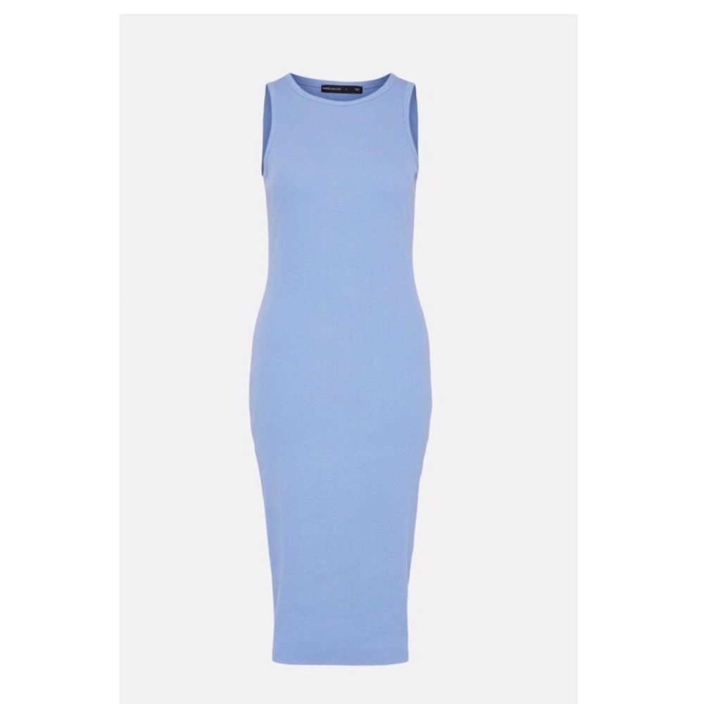 Karen Millen Powder Blue Sleeveless Midi Bodycon Dress